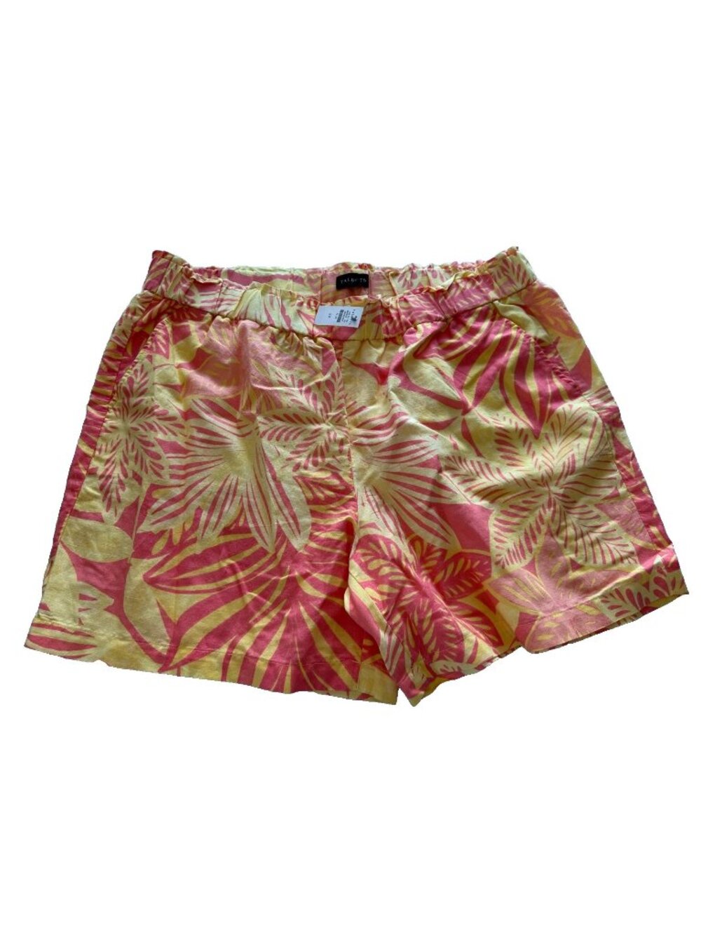 Talbots 2X Pull-On Washed Linen Shorts - Watercolor Botanical NEW